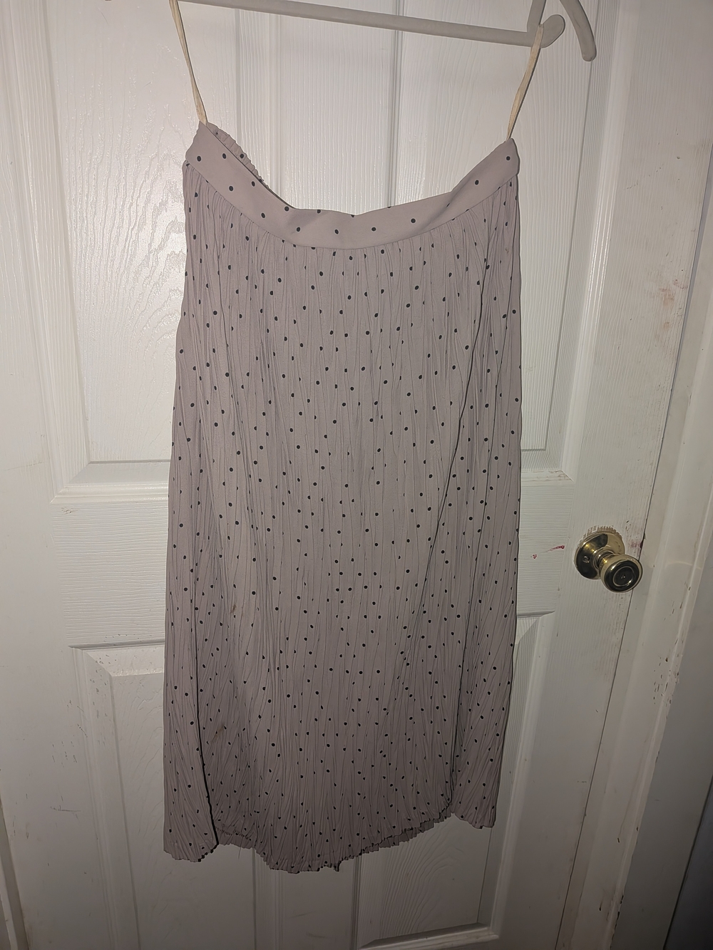 AREA Taupe Midi Skirt with Black Polka Dots